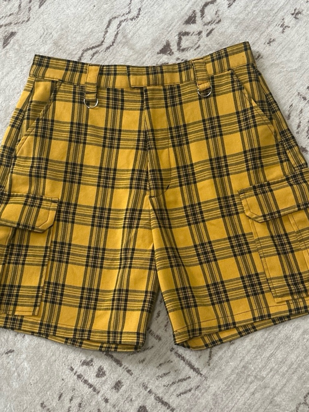Yellow Plaid Cargo Women’s Shorts